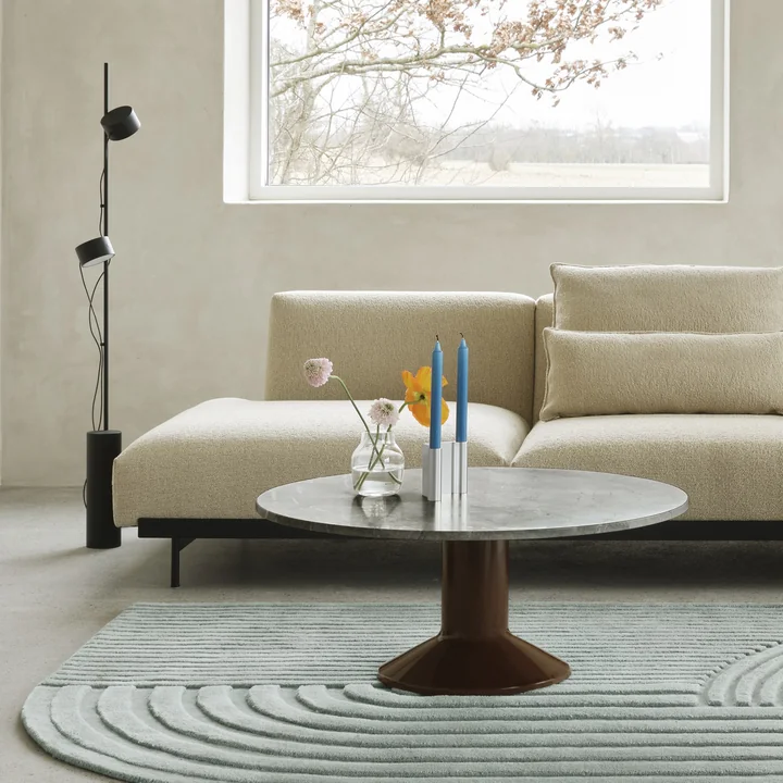 Muuto - Midst coffee table, Ø 90 cm, gray marble / dark red