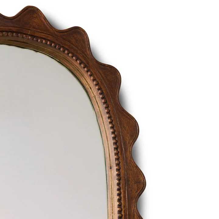HKliving - Ripple Wall mirror, 135 x 61 cm, natural mango