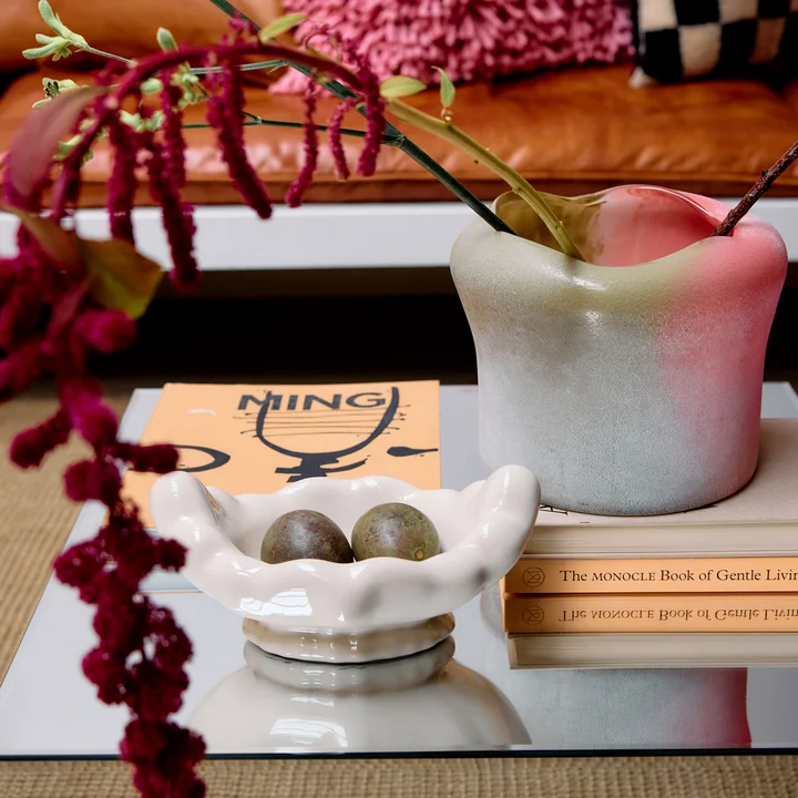 HKliving - Folded Glass vase, duo, pink / green