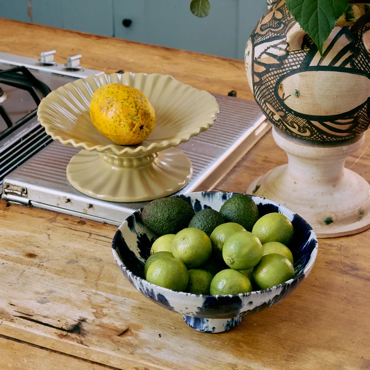 HKliving - Serving bowl with foot, Ø 26 cm, indigo
