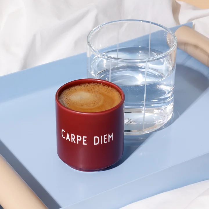 Design Letters - Porcelain mini mug, Carpe Diem / burgundy