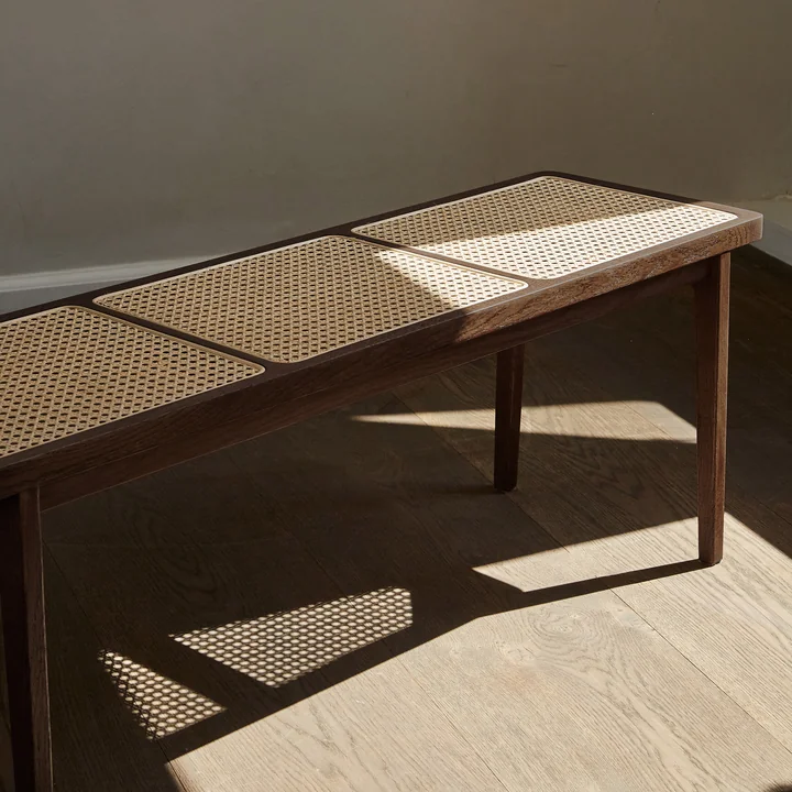 Norr11 - Le Roi Bench with wickerwork, dark smoked ash