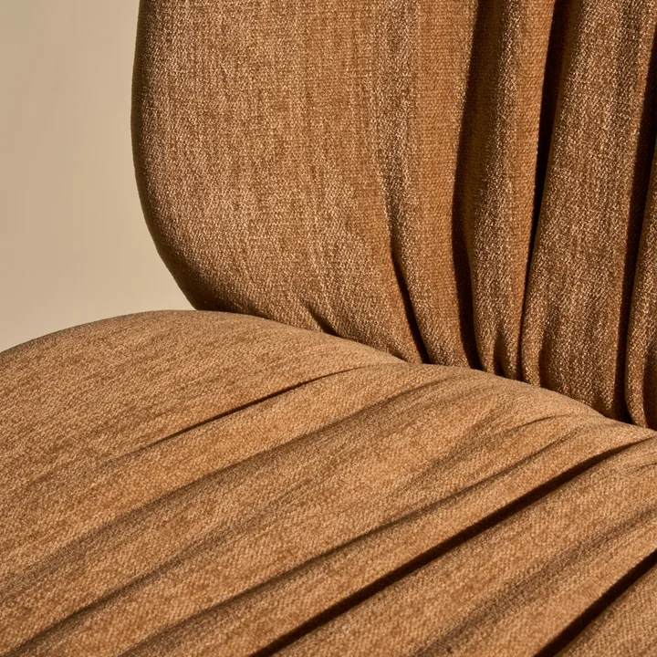 Gubi - Beetle Soft Chair, front upholstered, black chrome / walnut seat shell / Belsuede Special FR Dedar (132)