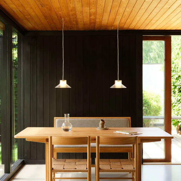 FDB Møbler - Sletterhage Pendant light, Ø 28 cm, opal glass / aluminum silver