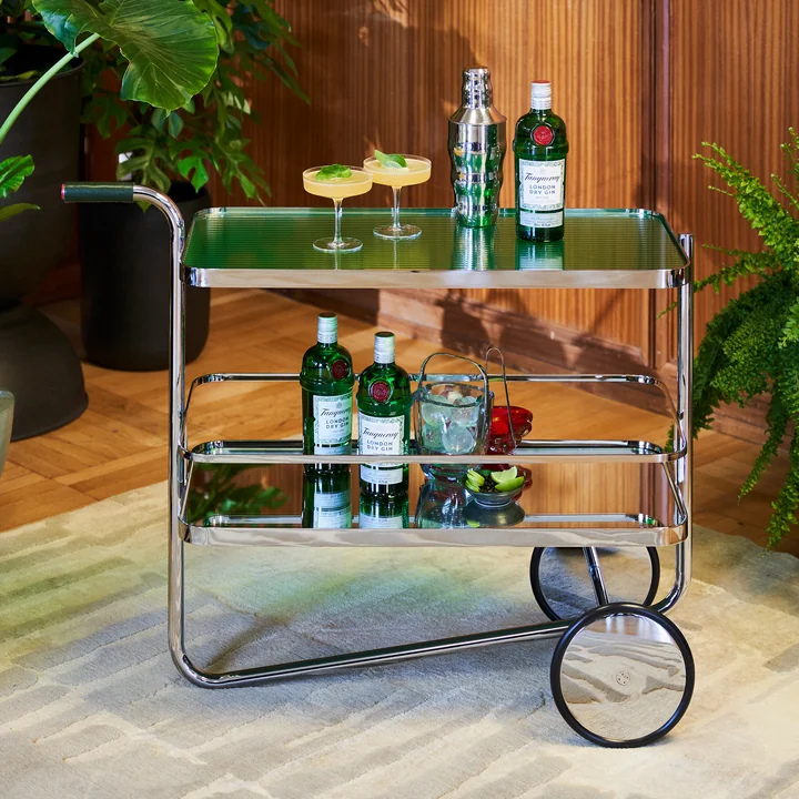 Thonet - S 179 Tanqueray serving trolley, chrome / london green
