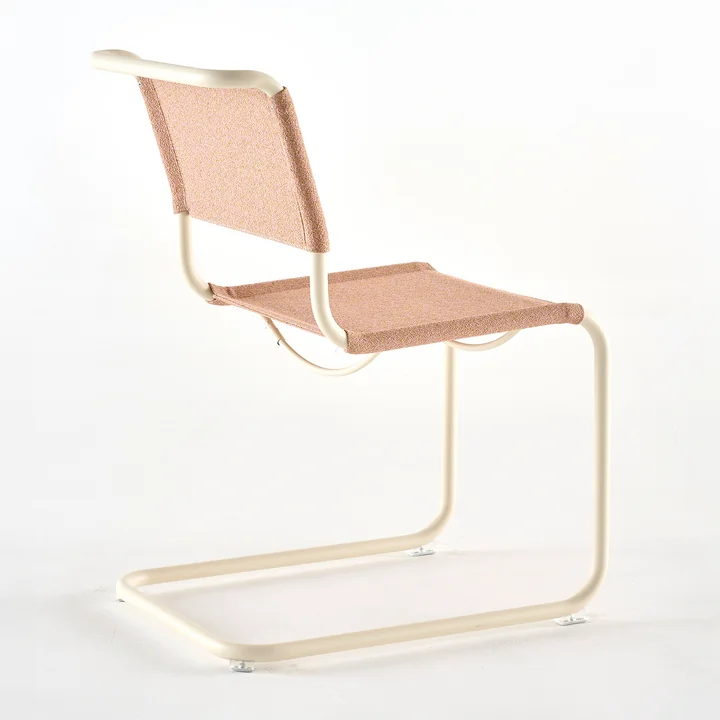 Thonet - S 33 V chair, pearl white / lotus (fabric Rohi Cento)