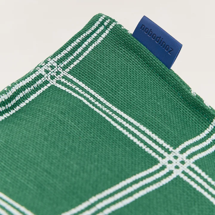 Nobodinoz - Vibes Long beanbag (for adults), green white windowpane