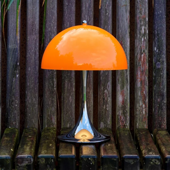 Louis Poulsen - Panthella 250 Portable V3 Rechargeable LED table lamp, chrome / original opal orange