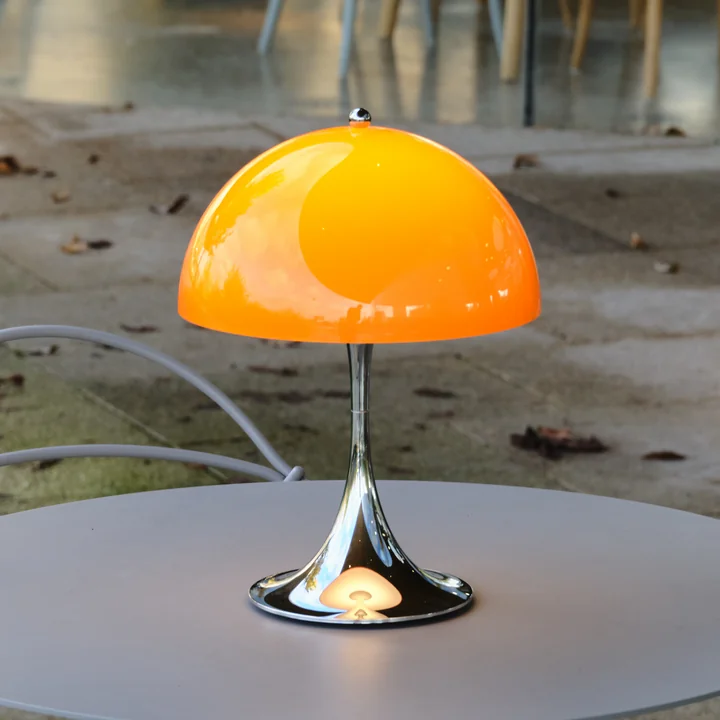 Louis Poulsen - Panthella 250 Portable V3 Rechargeable LED table lamp, chrome / original opal orange