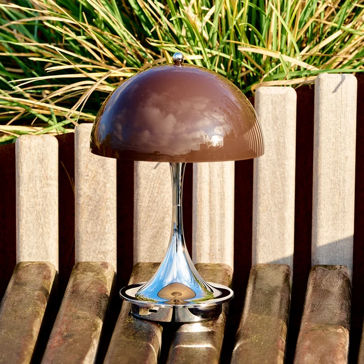 Louis Poulsen - Panthella 160 Portable V3 rechargeable LED table lamp, chrome / original opal brown