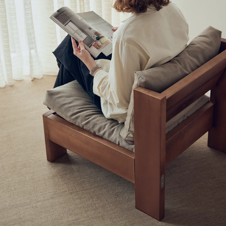 Form & Refine - Icon Lounge chair, matt lacquered pine, deep brown