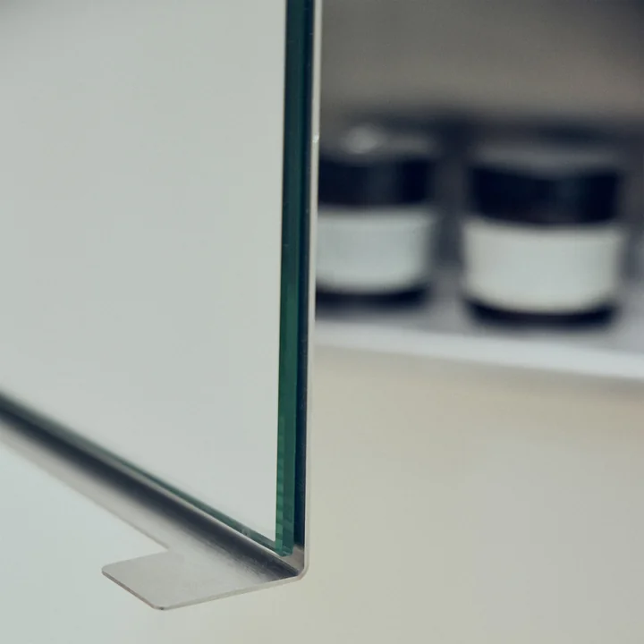 Form & Refine - Taper mirror cabinet, 40 x 40 cm, brushed stainless steel