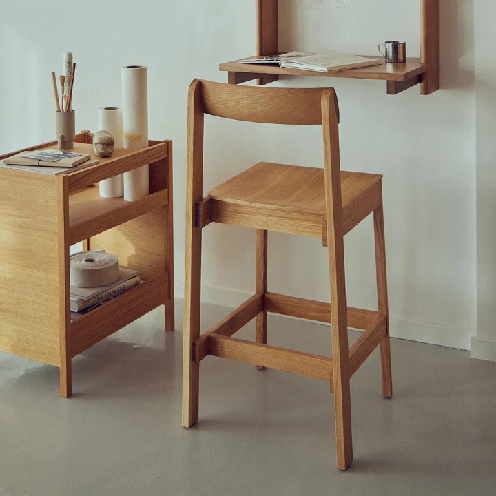 Form & Refine - Blueprint Bar stool, oiled oak