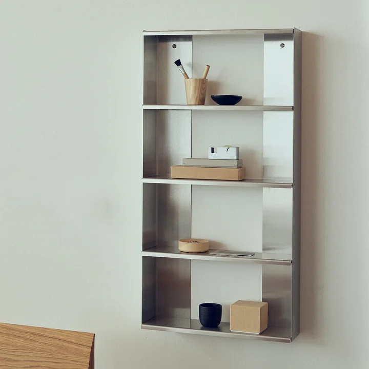 Form & Refine - Taper wall shelf, 50 x 98 cm, brushed stainless steel