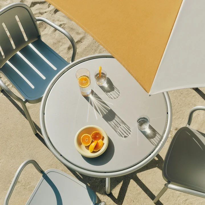 HAY - Deville Armchair and table, outdoor, silver gray