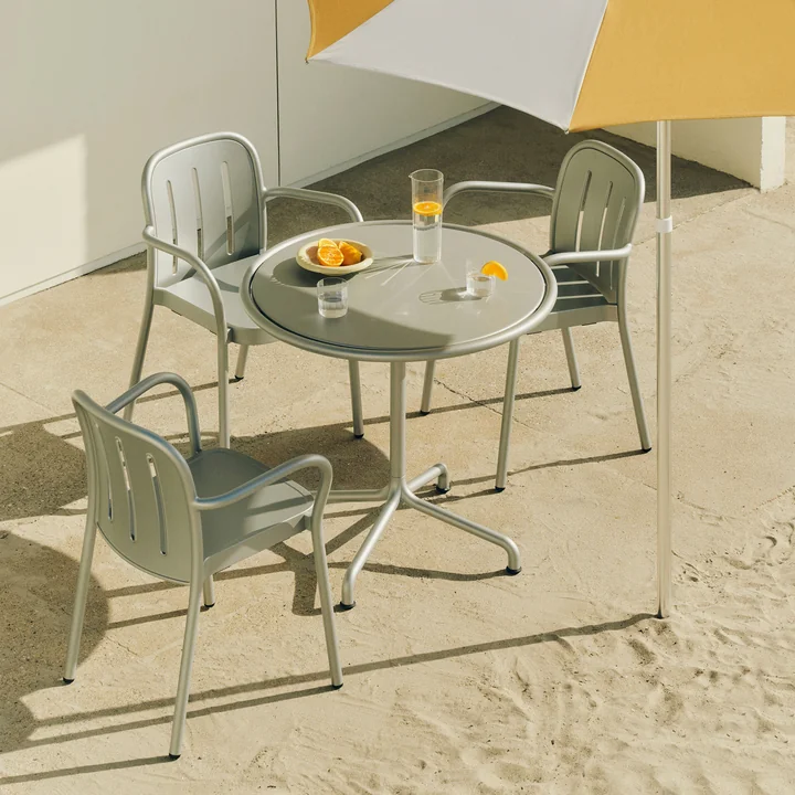 HAY - Deville Armchair and table, outdoor, silver gray