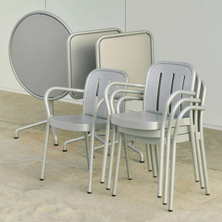HAY - Deville Armchair and table, outdoor, silver gray