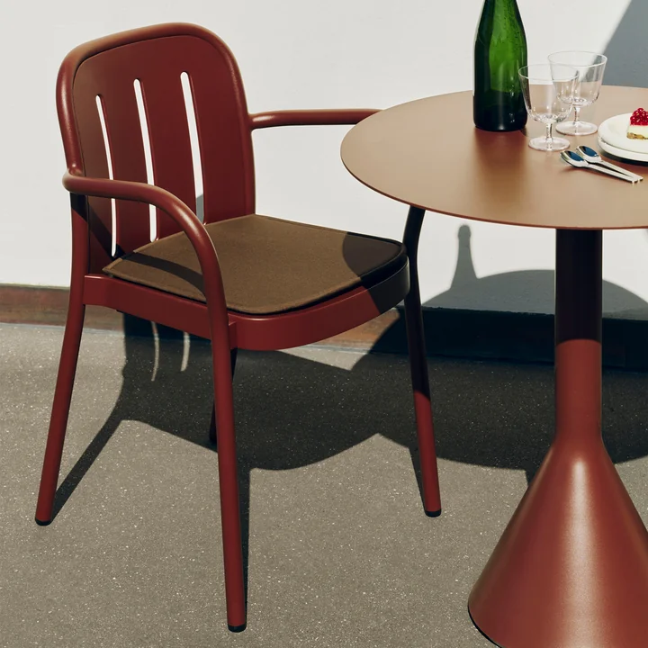 HAY - Deville Armchair with seat cushion, outdoor, iron red