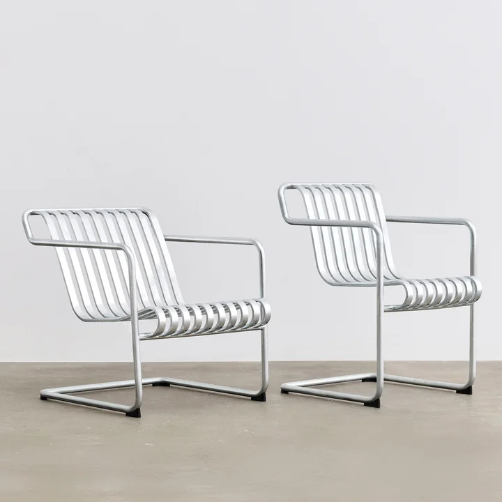 HAY - Palissade Cantilever Lounge Chair Low and Dining Armchair, hot galvanized