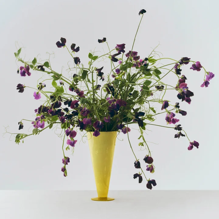 HAY - Conical Vase L, Ø 12 x H 26 cm, yellow and lime green