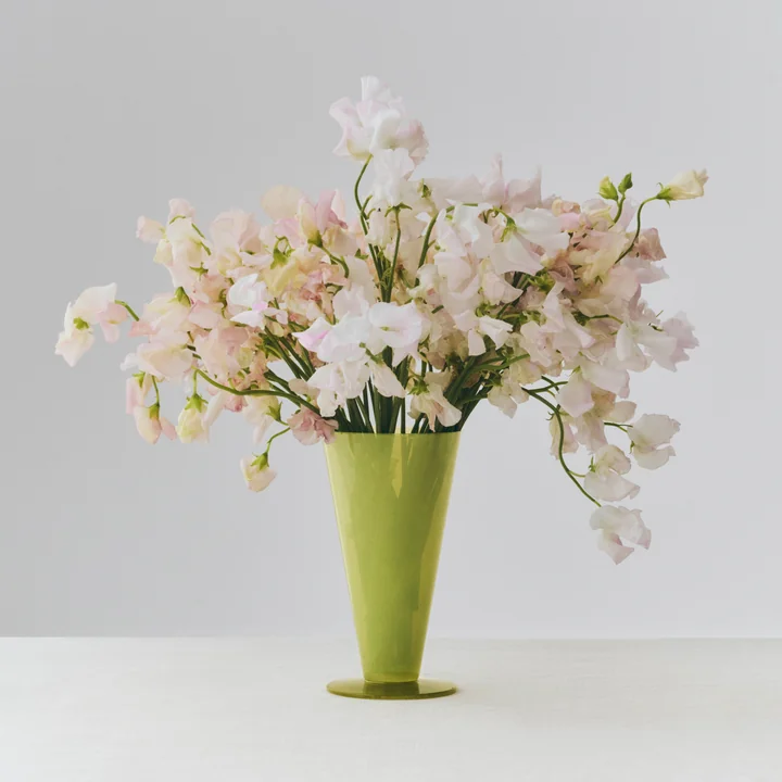 HAY - Conical Vase S, Ø 9.6 x H 18 cm, light green and dark lime