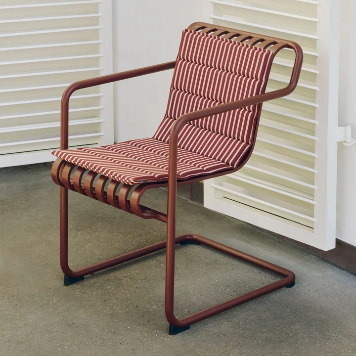 HAY - Terrazza Foldable seat cushion, thick stripes, terracotta