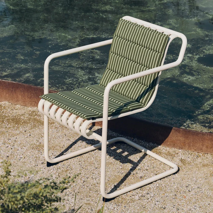 HAY - Terrazza Foldable seat cushion, thick stripes, olive