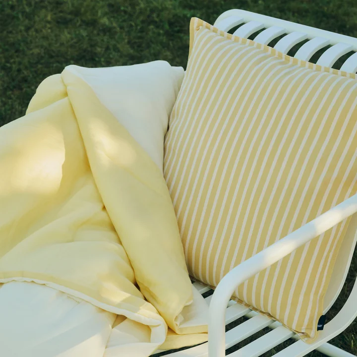HAY - Terrazza Outdoor cushion, 50 x 50 cm, thick stripes, yellow