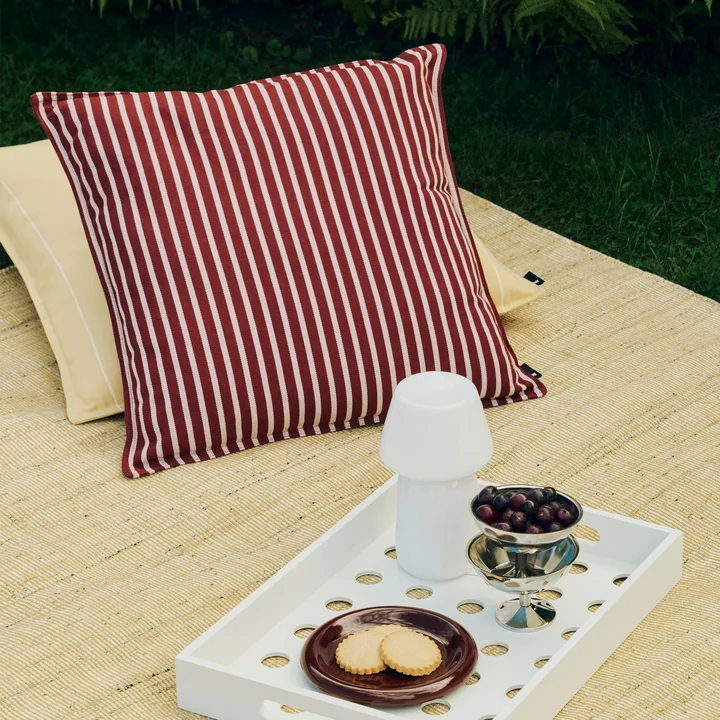 HAY - Terrazza Outdoor cushion, 50 x 50 cm, thick stripes, terracotta