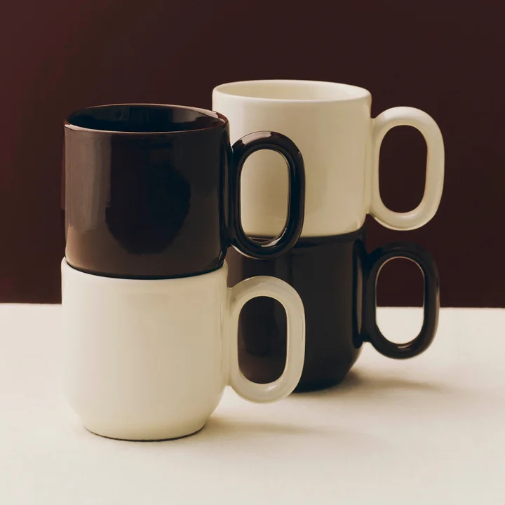 HAY - Barro Mug with handle, burgundy and off-white