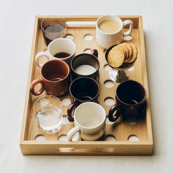 HAY - Barro Mug with handle, burgundy and off-white