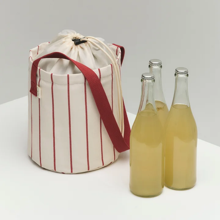 HAY - Outdoor Market Bottle bag M, beige with red stripes