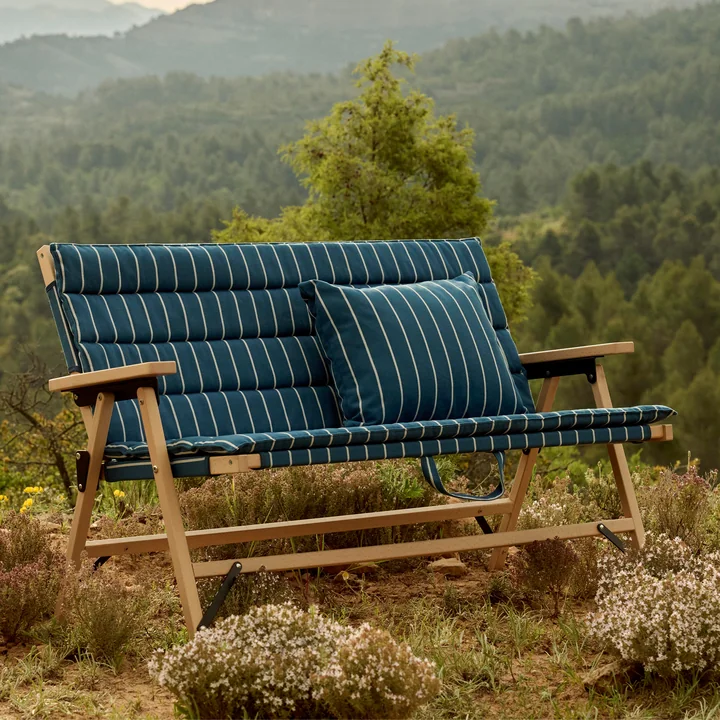 HAY - Outdoor Market Cushion 45 x 35 cm, blue with beige stripes