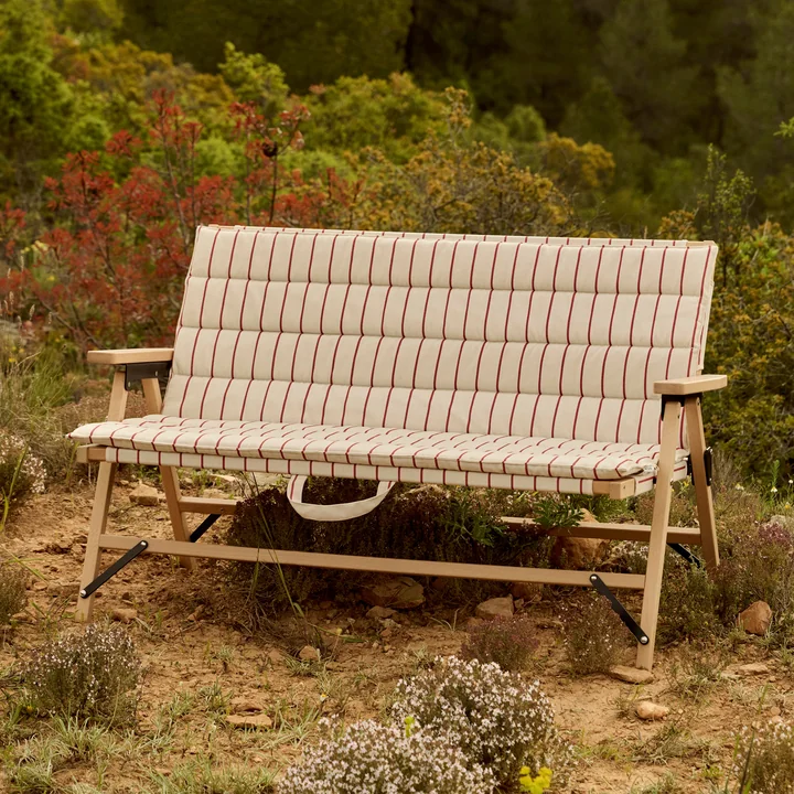 HAY - Outdoor Market Folding sofa, beige with red stripes