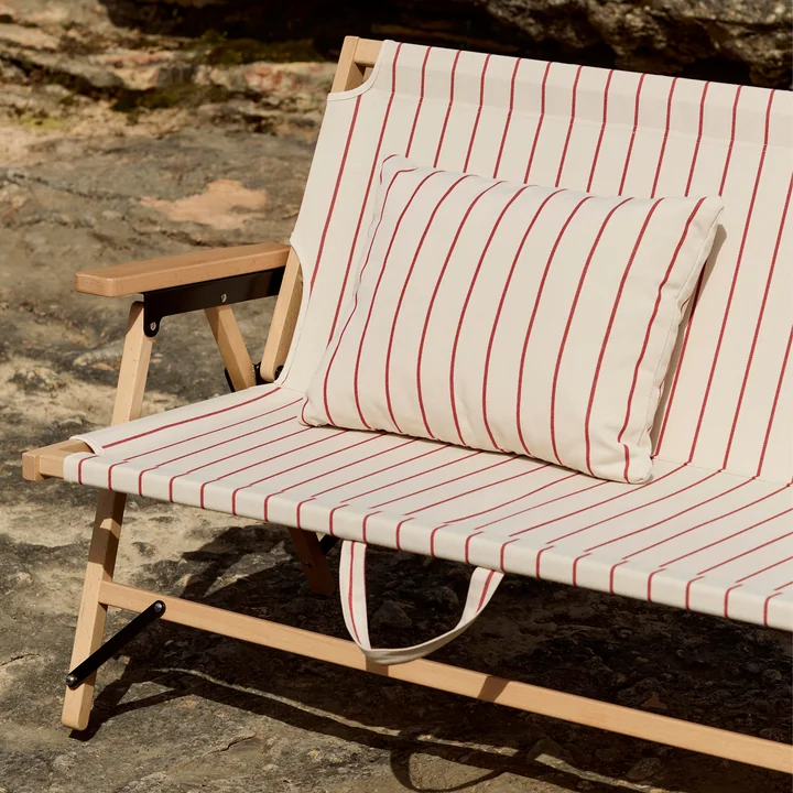 HAY - Outdoor Market Folding sofa and cushions, beige with red stripes