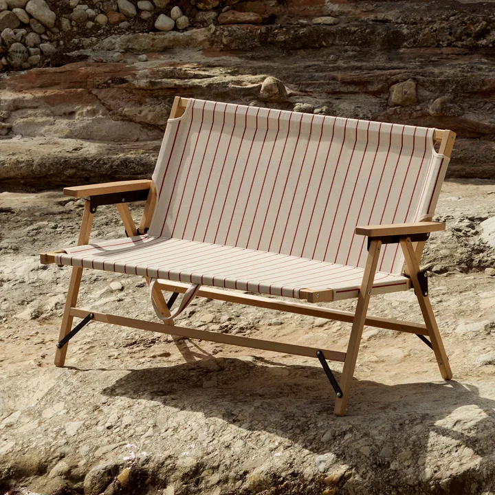 HAY - Outdoor Market Folding sofa, beige with red stripes