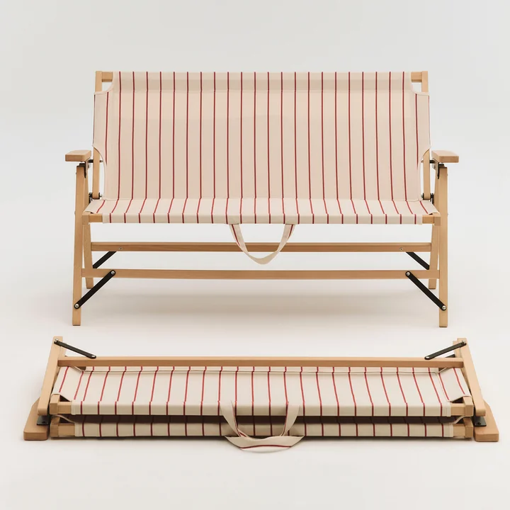 HAY - Outdoor Market Folding sofa, beige with red stripes