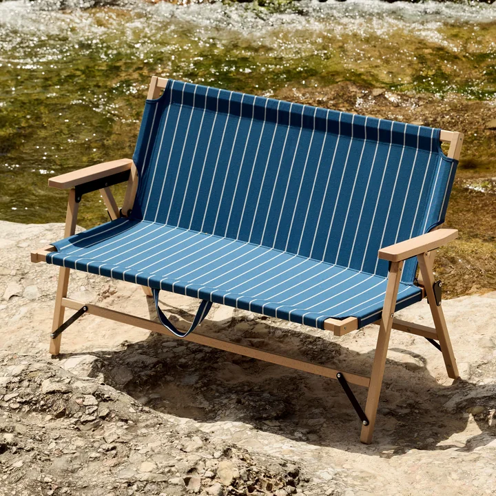 HAY - Outdoor Market Folding sofa, blue with beige stripes