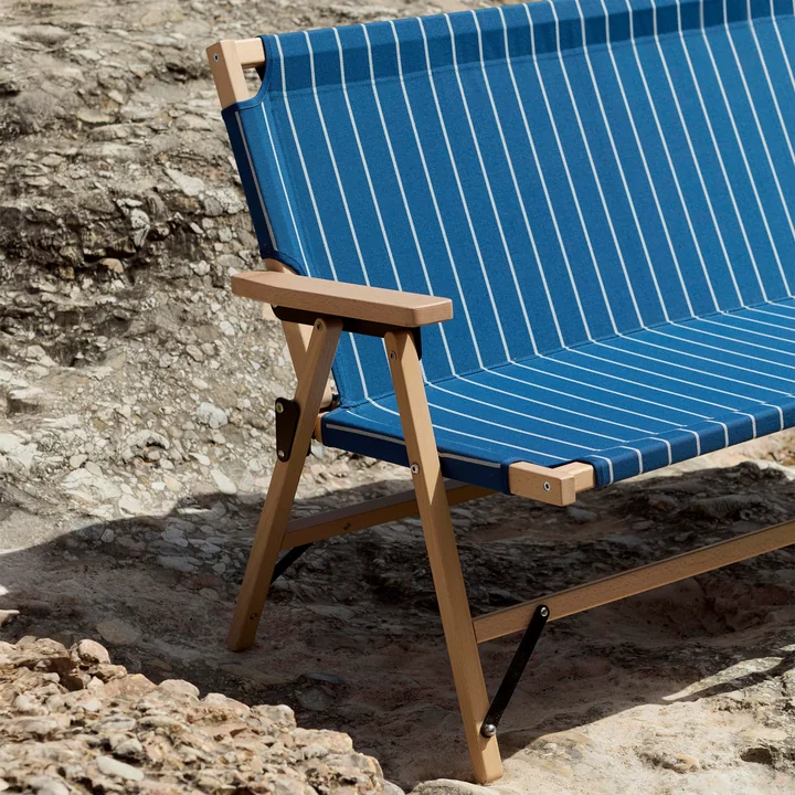 HAY - Outdoor Market Folding sofa, blue with beige stripes