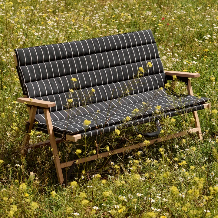 HAY - Outdoor Market Folding sofa, black with beige stripes