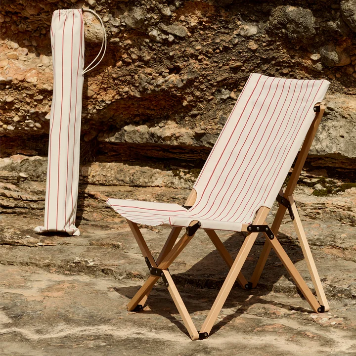 HAY - Outdoor Market Folding chair, beige with red stripes