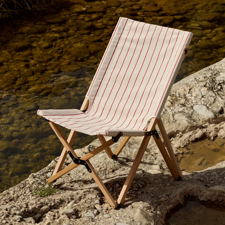 HAY - Outdoor Market Folding chair, beige with red stripes