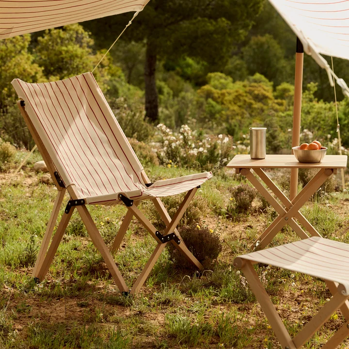 HAY - Outdoor Market Folding chair, beige with red stripes