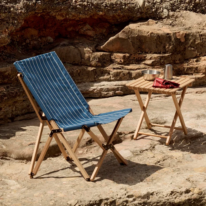 HAY - Outdoor Market Folding chair, blue with beige stripes