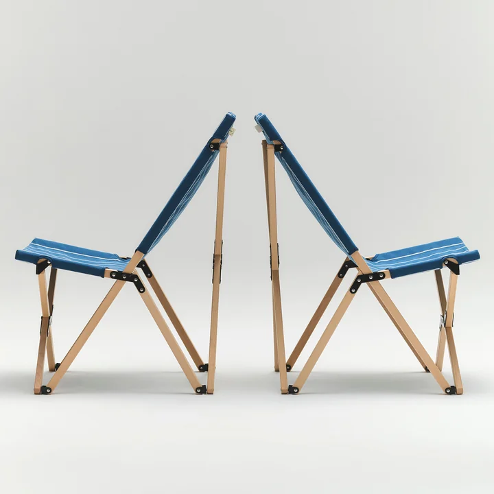 HAY - Outdoor Market Folding chair, blue with beige stripes