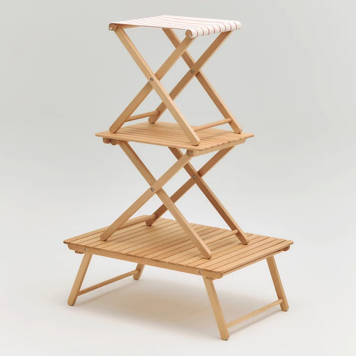 HAY - Outdoor Market Folding tables, natural and folding stools