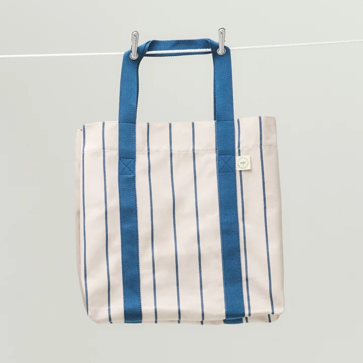 HAY - Outdoor Market Tote Bag M, beige with blue stripes