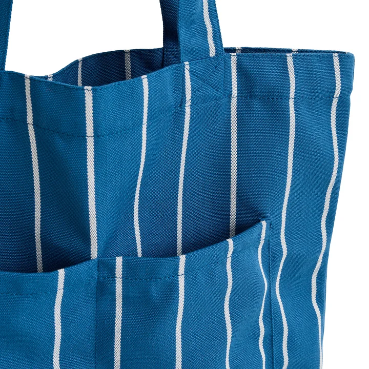 HAY - Outdoor Market Tote Bag M, blue with beige stripes
