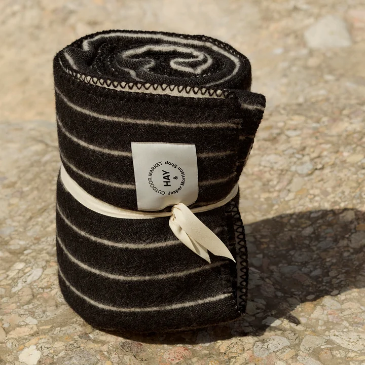 HAY - Outdoor Market Cover 180 x 130 cm, black with beige stripes