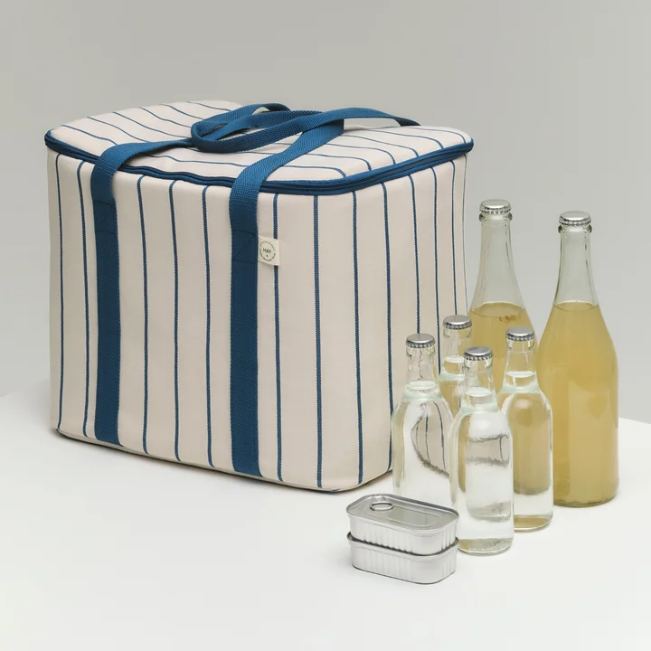 HAY - Outdoor Market Cooler bag M, beige with blue stripes